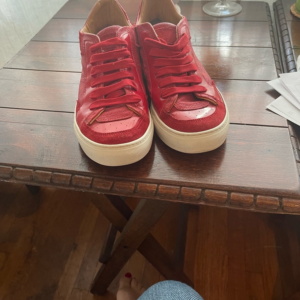 Italian red leather statement sneakers